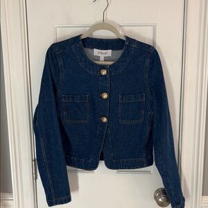 Derek Lam Dark Blue Jean Jacket with Gold Accents